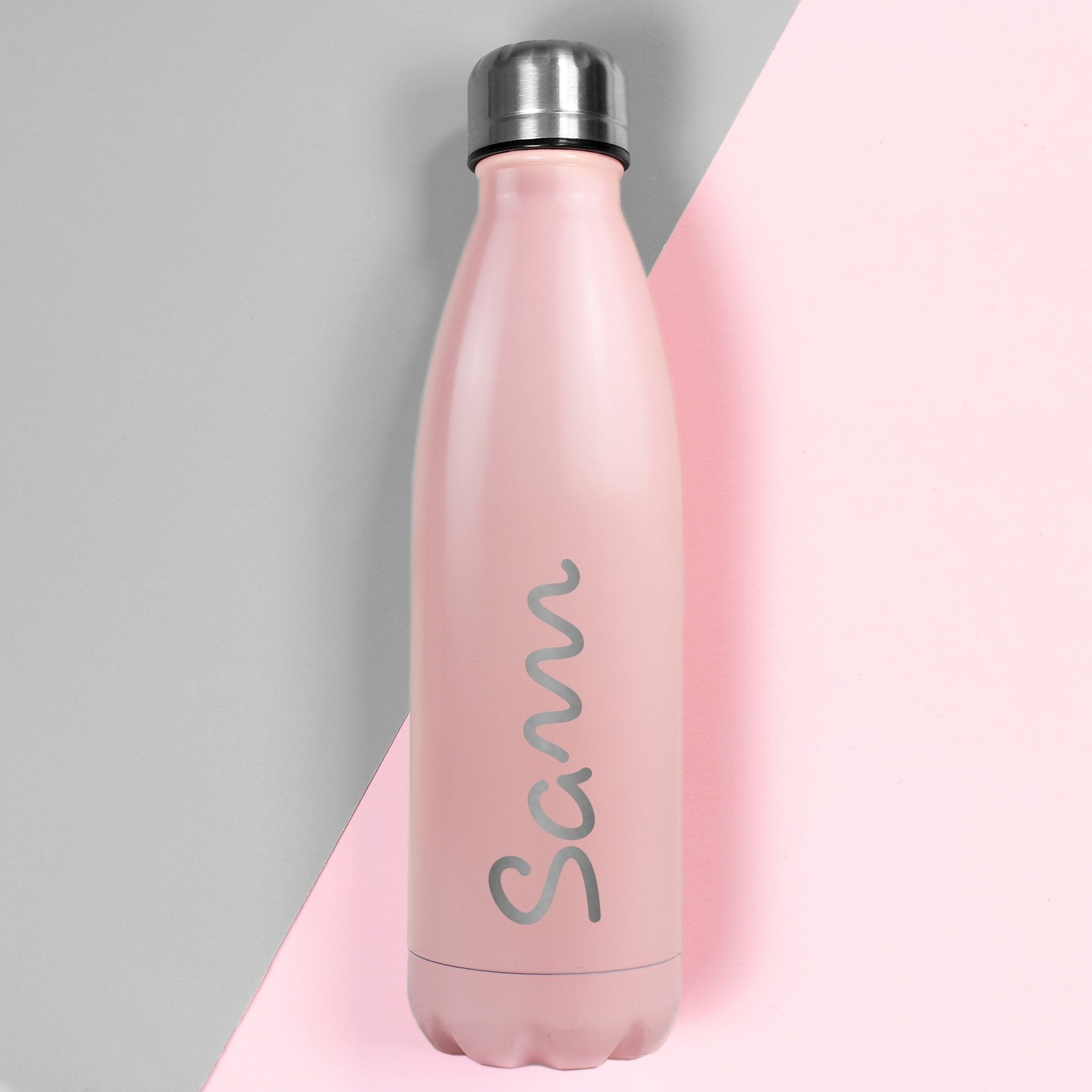 Personalised Name Only Pink Metal Insulated Drinks Bottle | Inspired Creative Gifts | UK Supplier