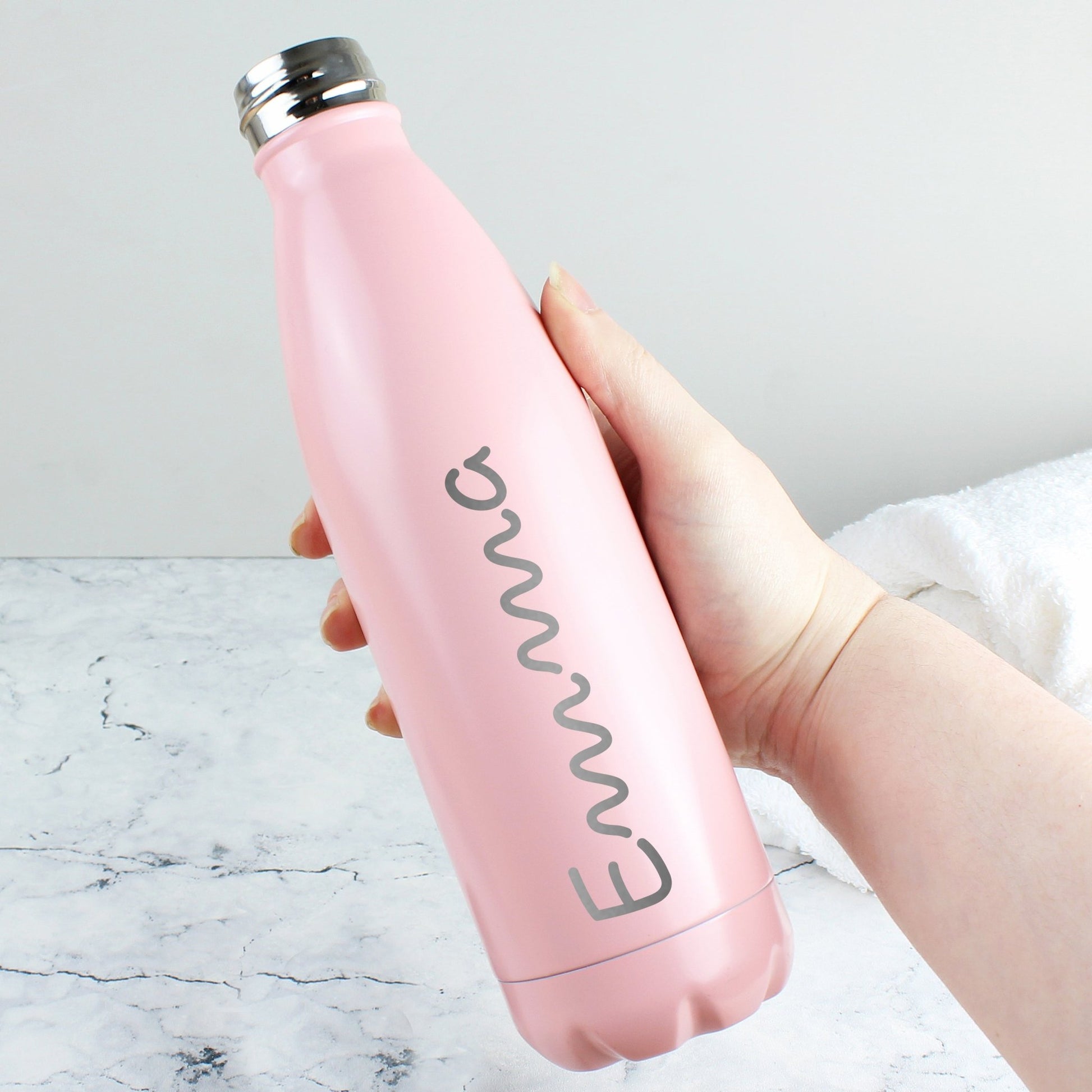 Personalised Name Only Pink Metal Insulated Drinks Bottle | Inspired Creative Gifts