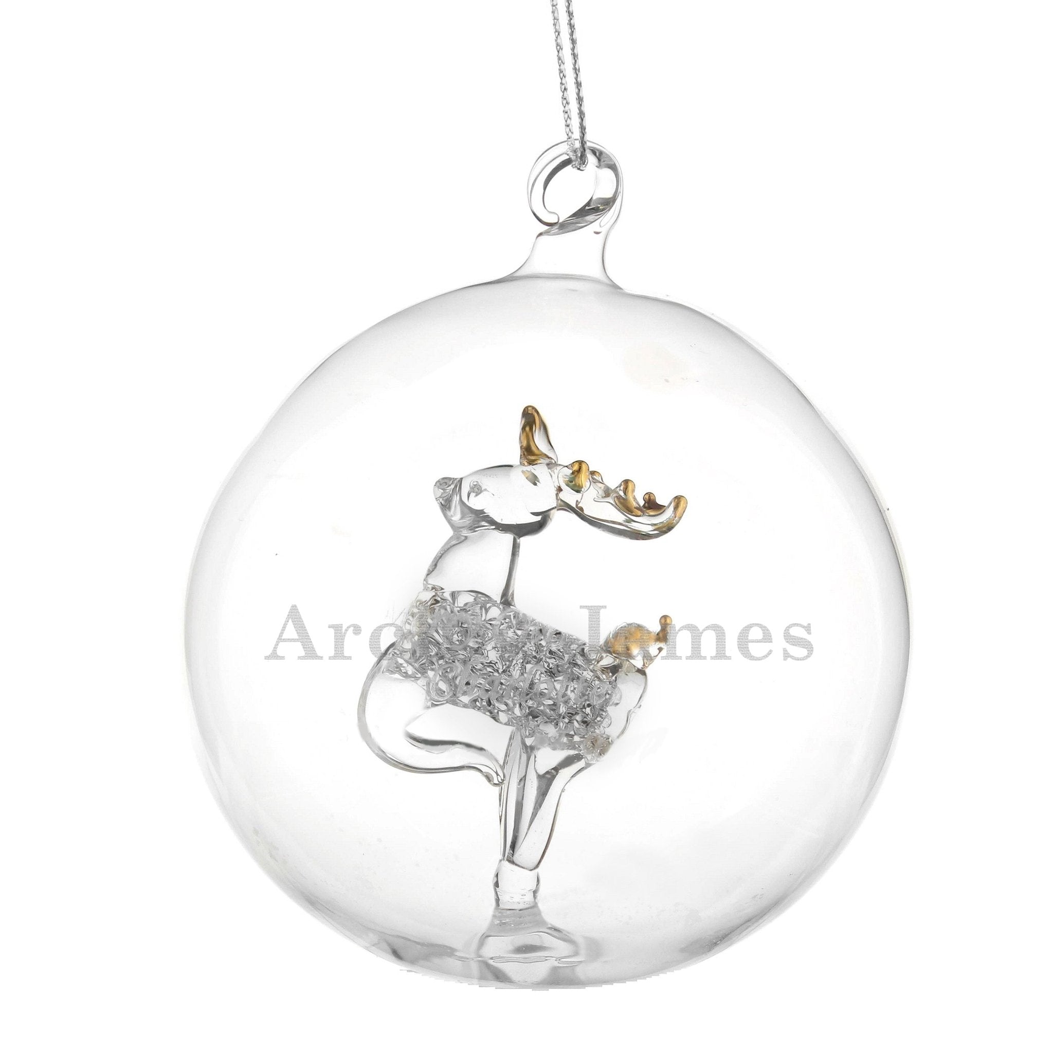Personalised Name Only Reindeer Glass Bauble | Inspired Creative Gifts | UK Supplier