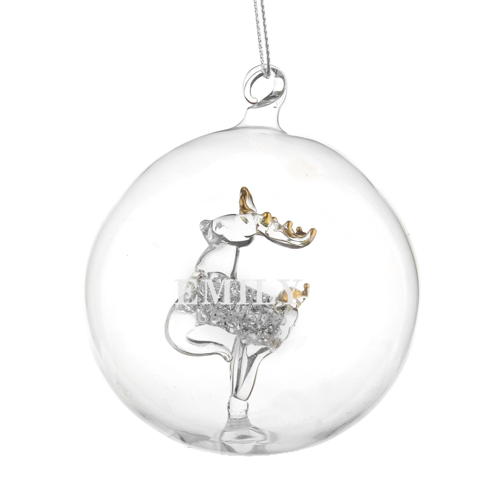 Personalised Name Only Reindeer Glass Bauble | Inspired Creative Gifts | UK Supplier