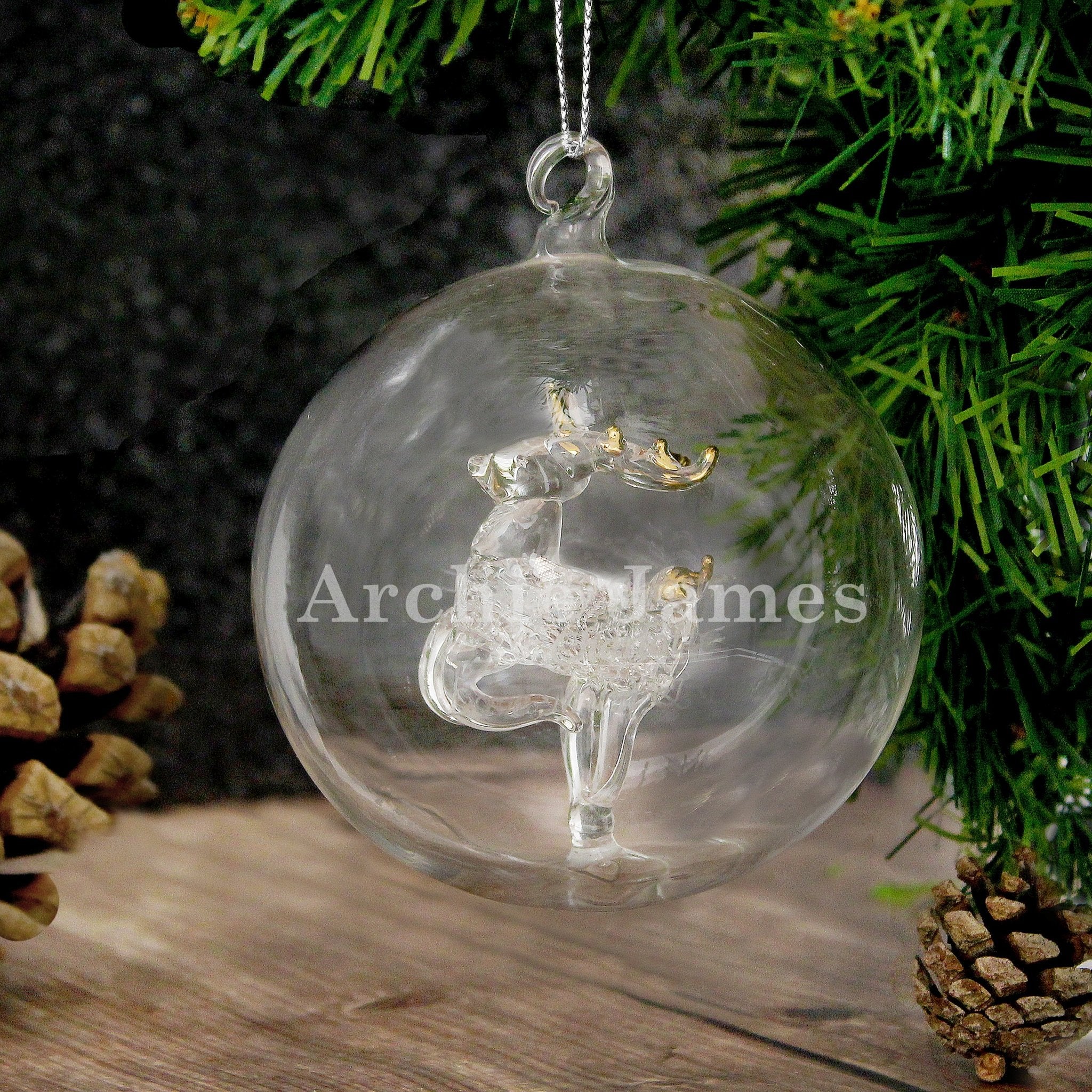 Personalised Name Only Reindeer Glass Bauble | Inspired Creative Gifts | UK Supplier
