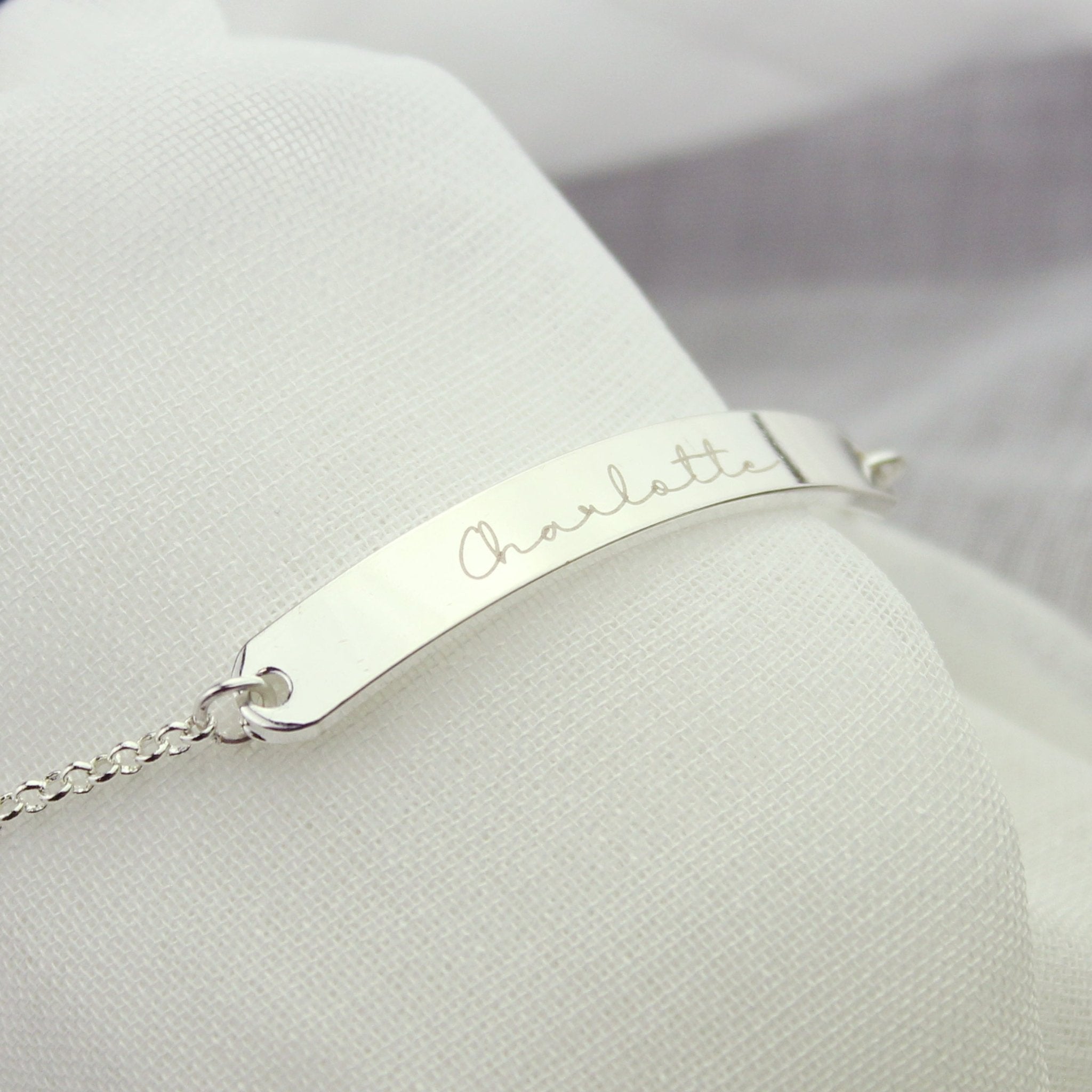 Personalised Name Only Silver Tone Bar Bracelet | Inspired Creative Gifts | UK Supplier