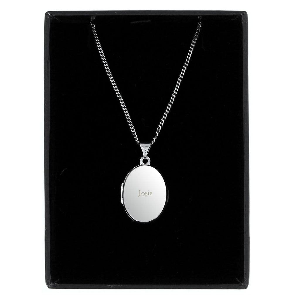 Personalised Name Only Sterling Silver Oval Locket Necklace | Inspired Creative Gifts | UK Supplier