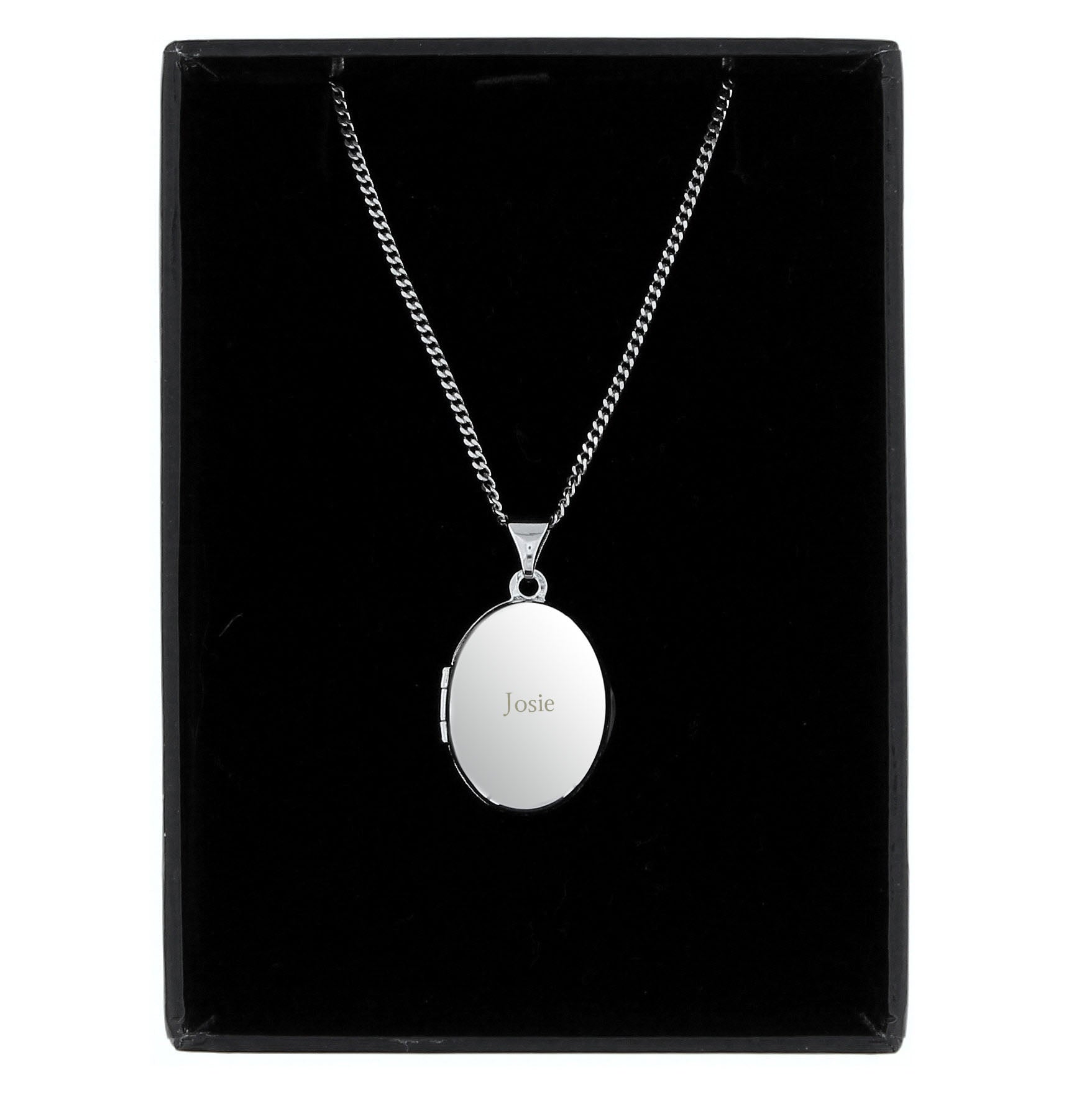 Personalised Name Only Sterling Silver Oval Locket Necklace | Inspired Creative Gifts | UK Supplier