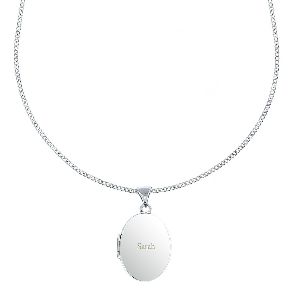 Personalised Name Only Sterling Silver Oval Locket Necklace | Inspired Creative Gifts | UK Supplier