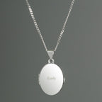 Personalised Name Only Sterling Silver Oval Locket Necklace | Inspired Creative Gifts | UK Supplier