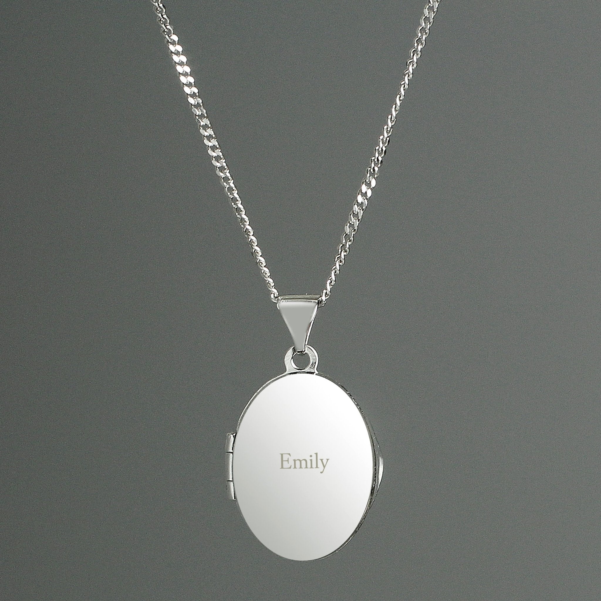 Personalised Name Only Sterling Silver Oval Locket Necklace | Inspired Creative Gifts | UK Supplier