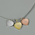 Personalised Names Gold Rose Gold and Silver 3 Hearts Necklace | Inspired Creative Gifts | UK Supplier