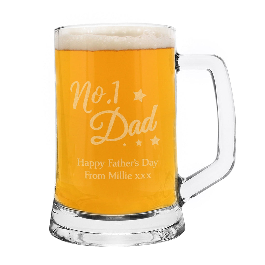Personalised No.1 Dad Glass Pint Stern Tankard | Inspired Creative Gifts | UK Supplier