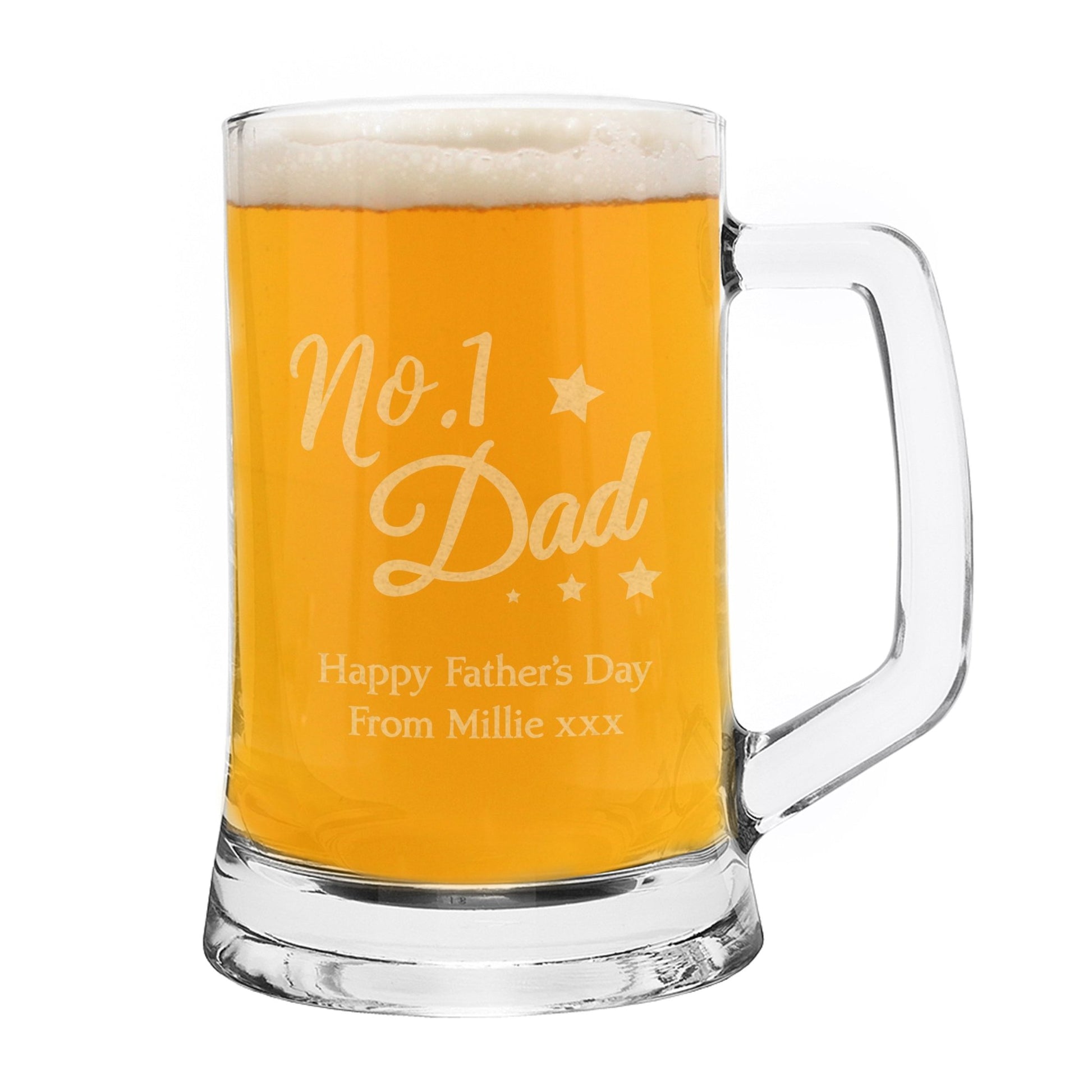 Personalised No.1 Dad Glass Pint Stern Tankard | Inspired Creative Gifts | UK Supplier