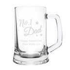 Personalised No.1 Dad Glass Pint Stern Tankard | Inspired Creative Gifts | UK Supplier
