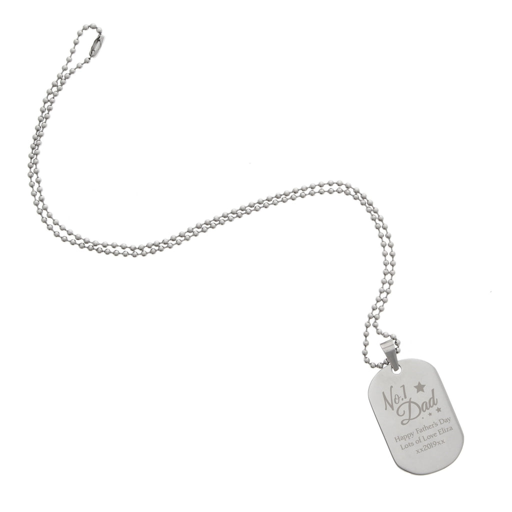 Personalised No.1 Dad Stainless Steel Dog Tag Necklace | Inspired Creative Gifts | UK Supplier