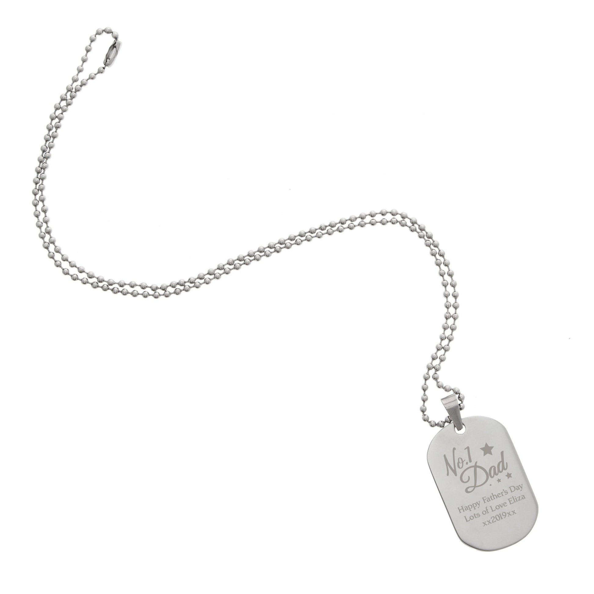 Personalised No.1 Dad Stainless Steel Dog Tag Necklace | Inspired Creative Gifts | UK Supplier
