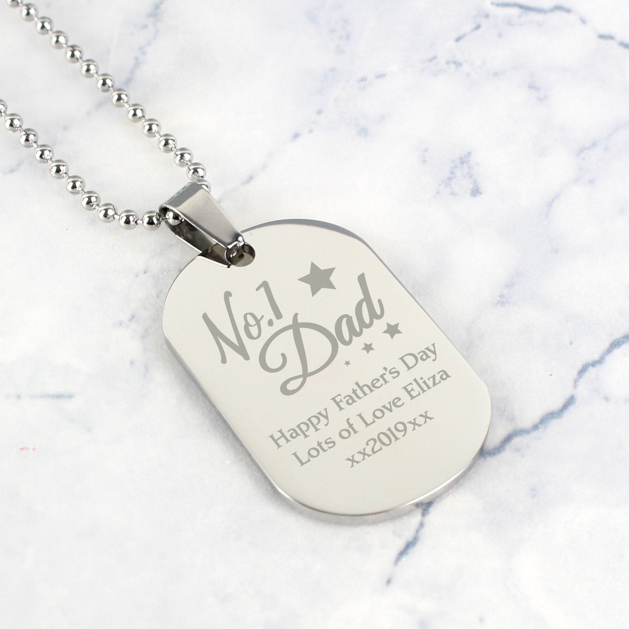Personalised No.1 Dad Stainless Steel Dog Tag Necklace | Inspired Creative Gifts | UK Supplier