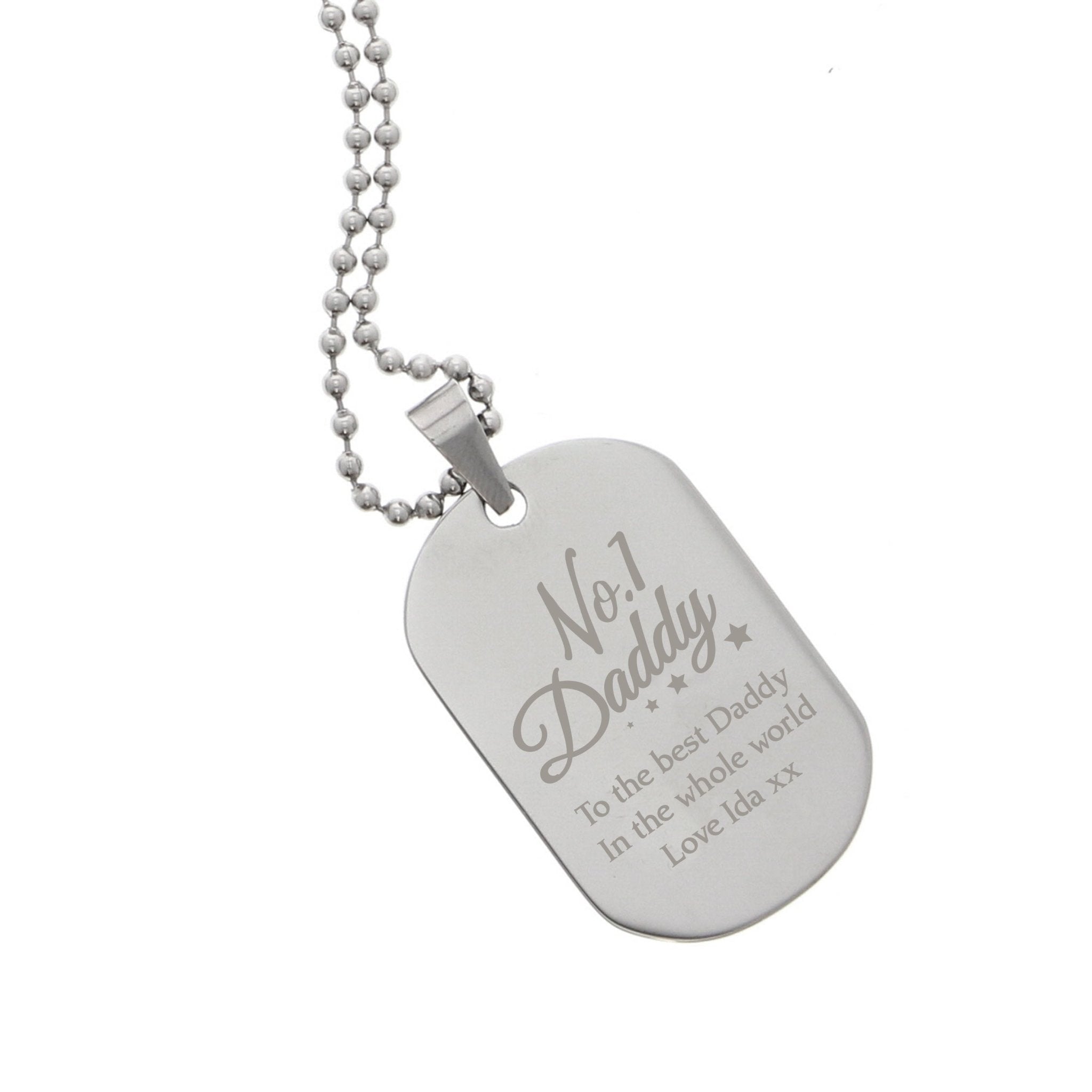 Personalised No.1 Daddy Stainless Steel Dog Tag Necklace | Inspired Creative Gifts | UK Supplier