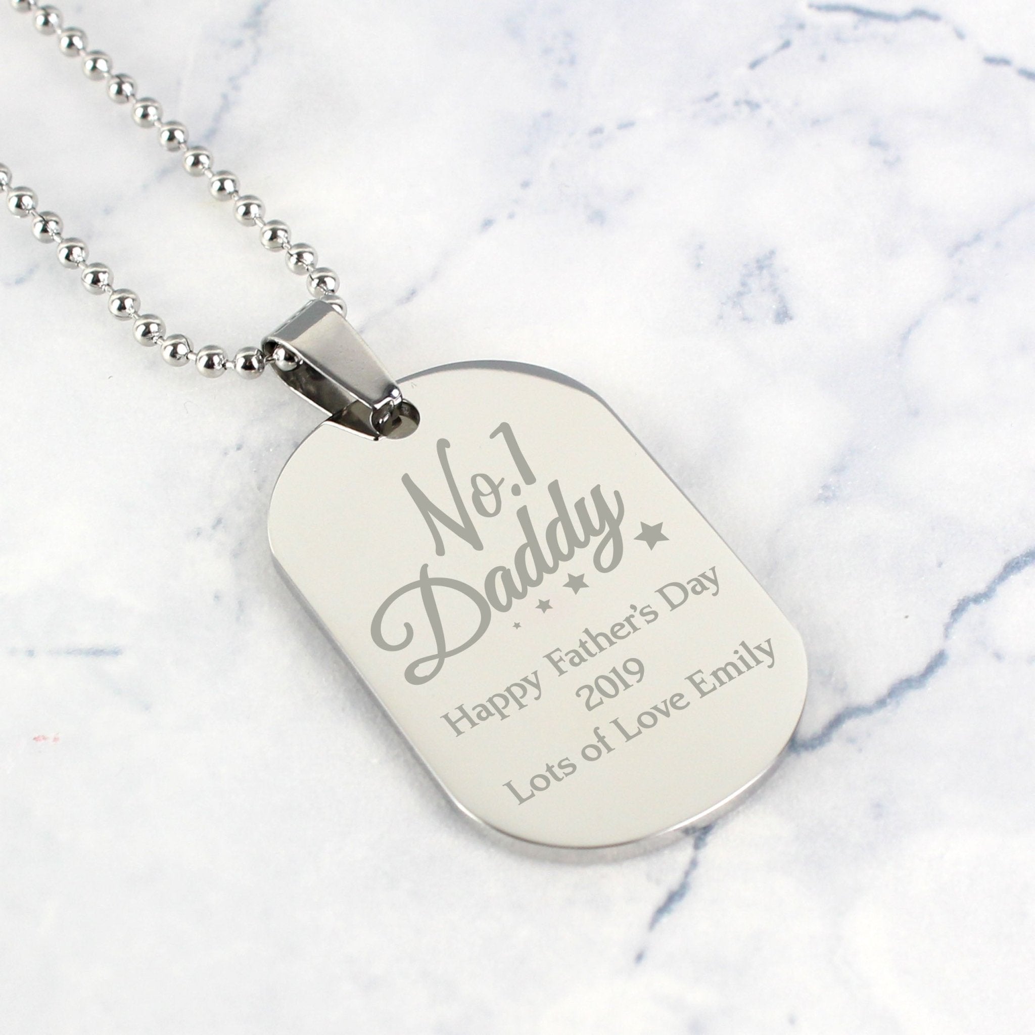 Personalised No.1 Daddy Stainless Steel Dog Tag Necklace | Inspired Creative Gifts | UK Supplier