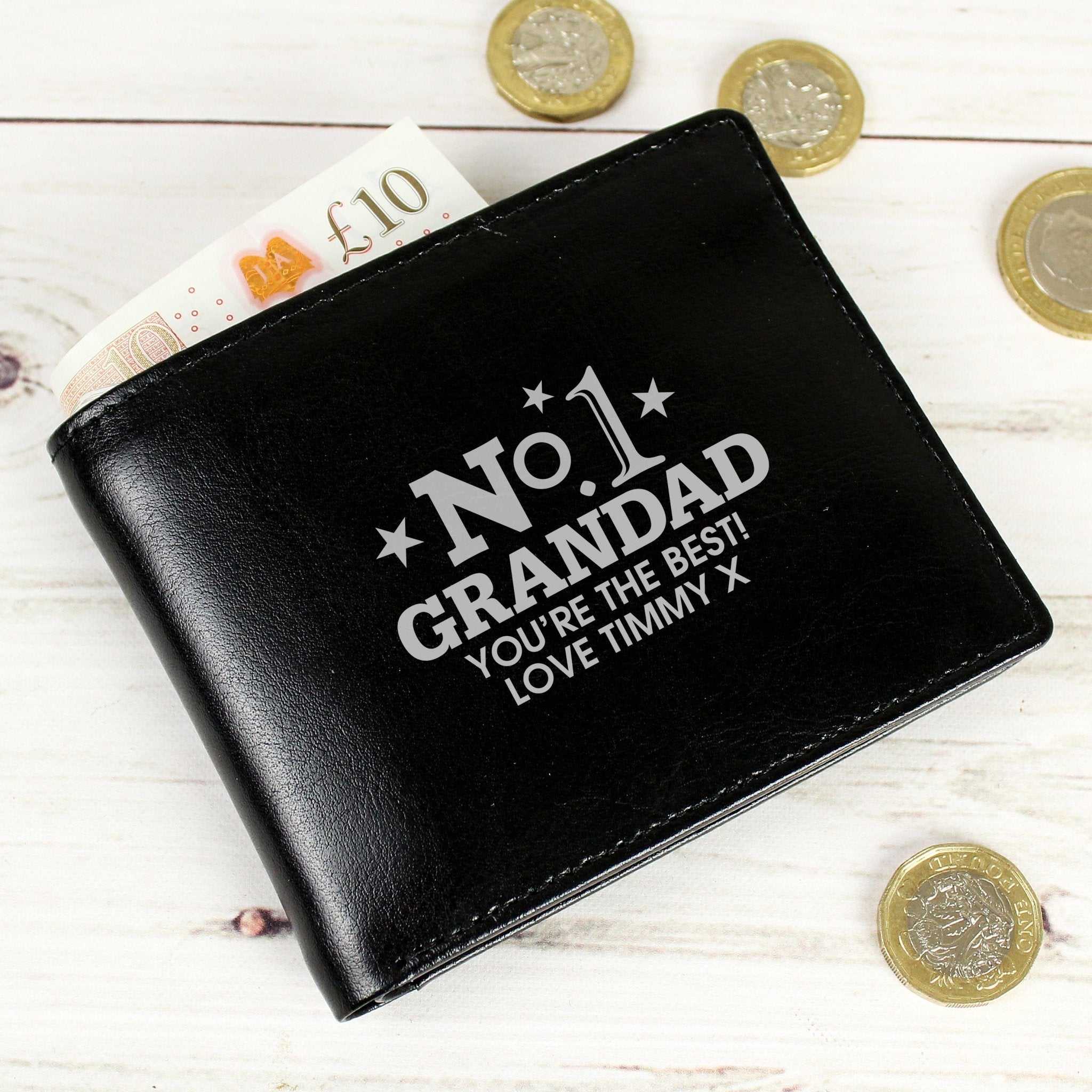 Personalised No.1 Leather Wallet | Inspired Creative Gifts | UK Supplier