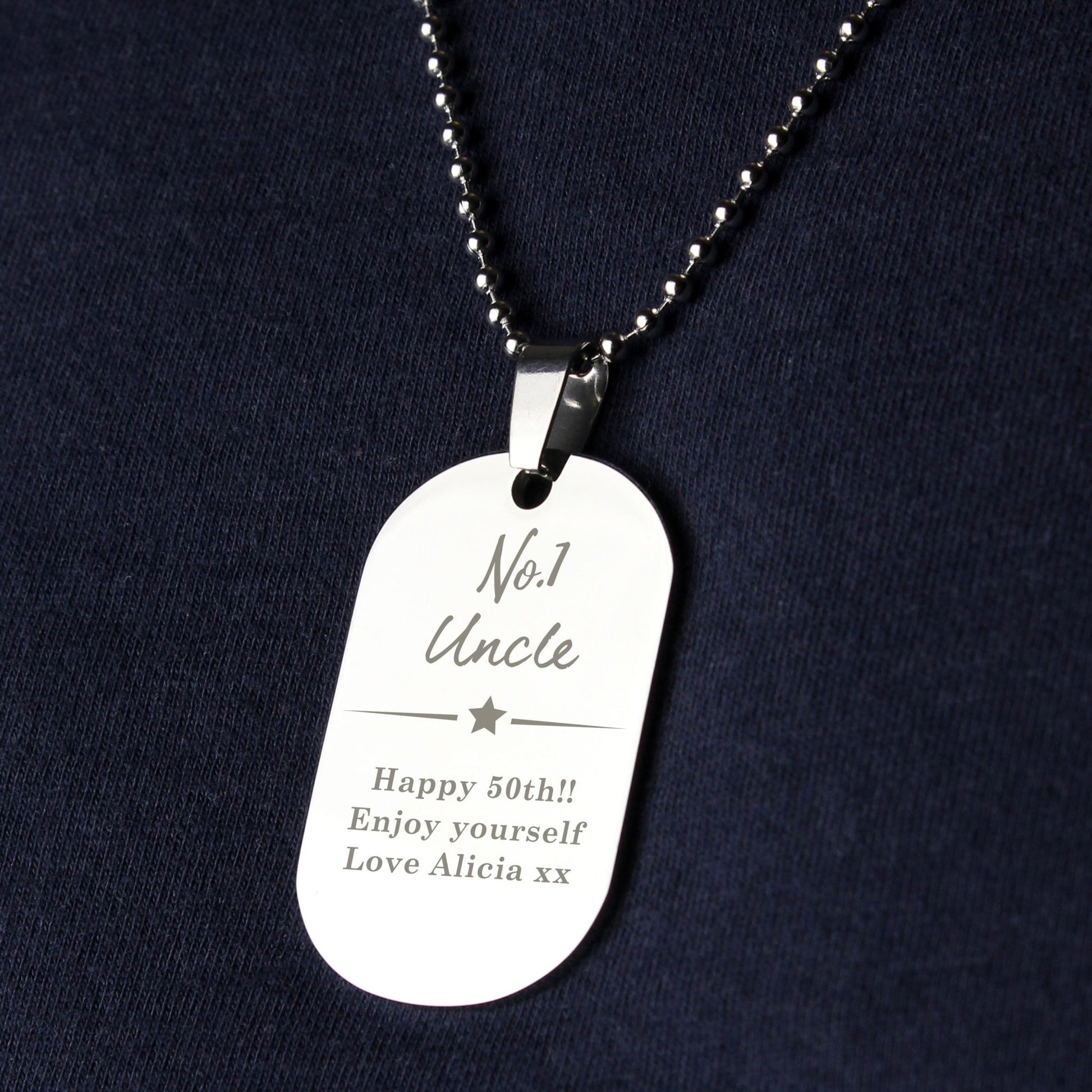 Personalised No.1 Stainless Steel Dog Tag Necklace | Inspired Creative Gifts | UK Supplier