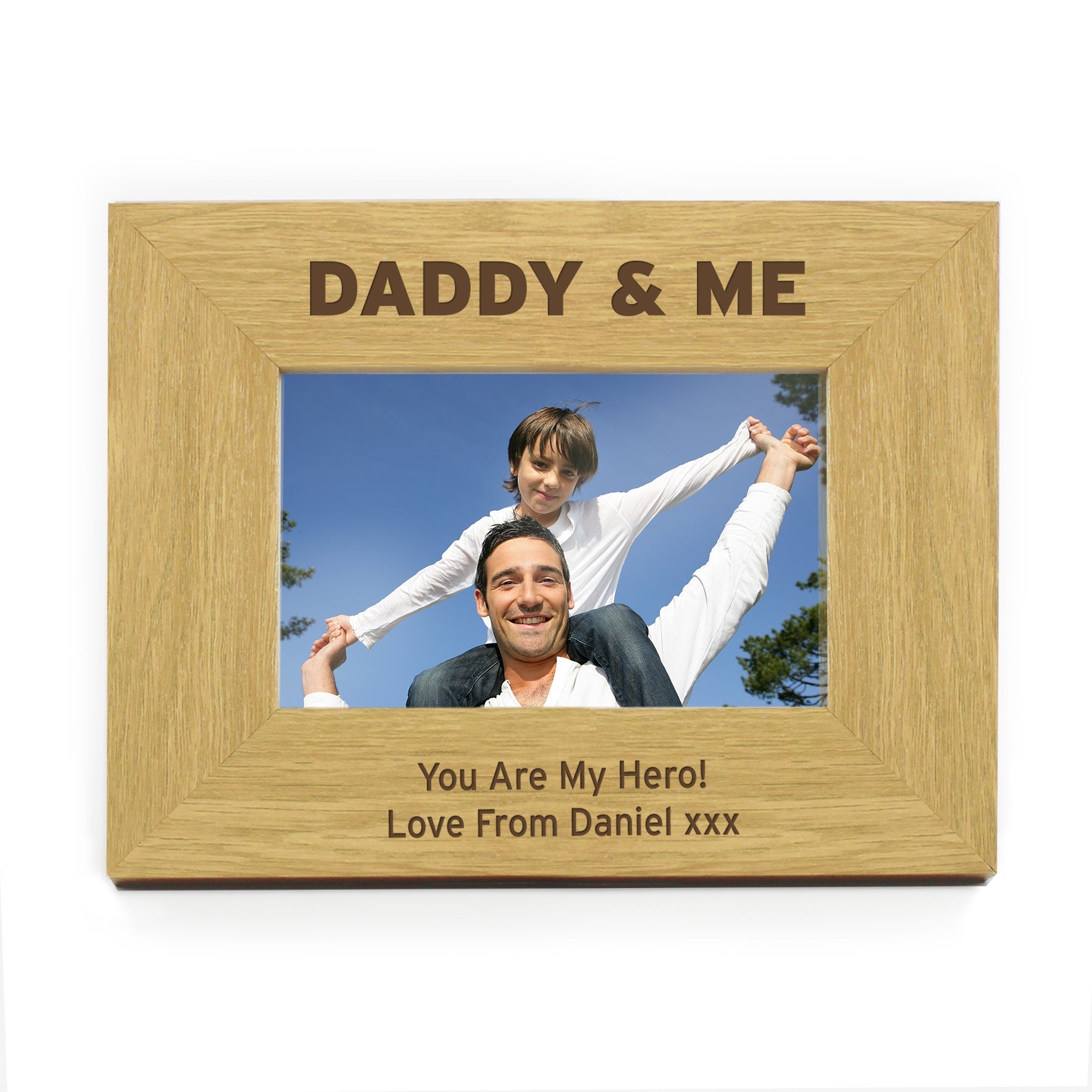 Personalised Oak Finish 6x4 Daddy & Me Photo Frame | Inspired Creative Gifts | UK Supplier