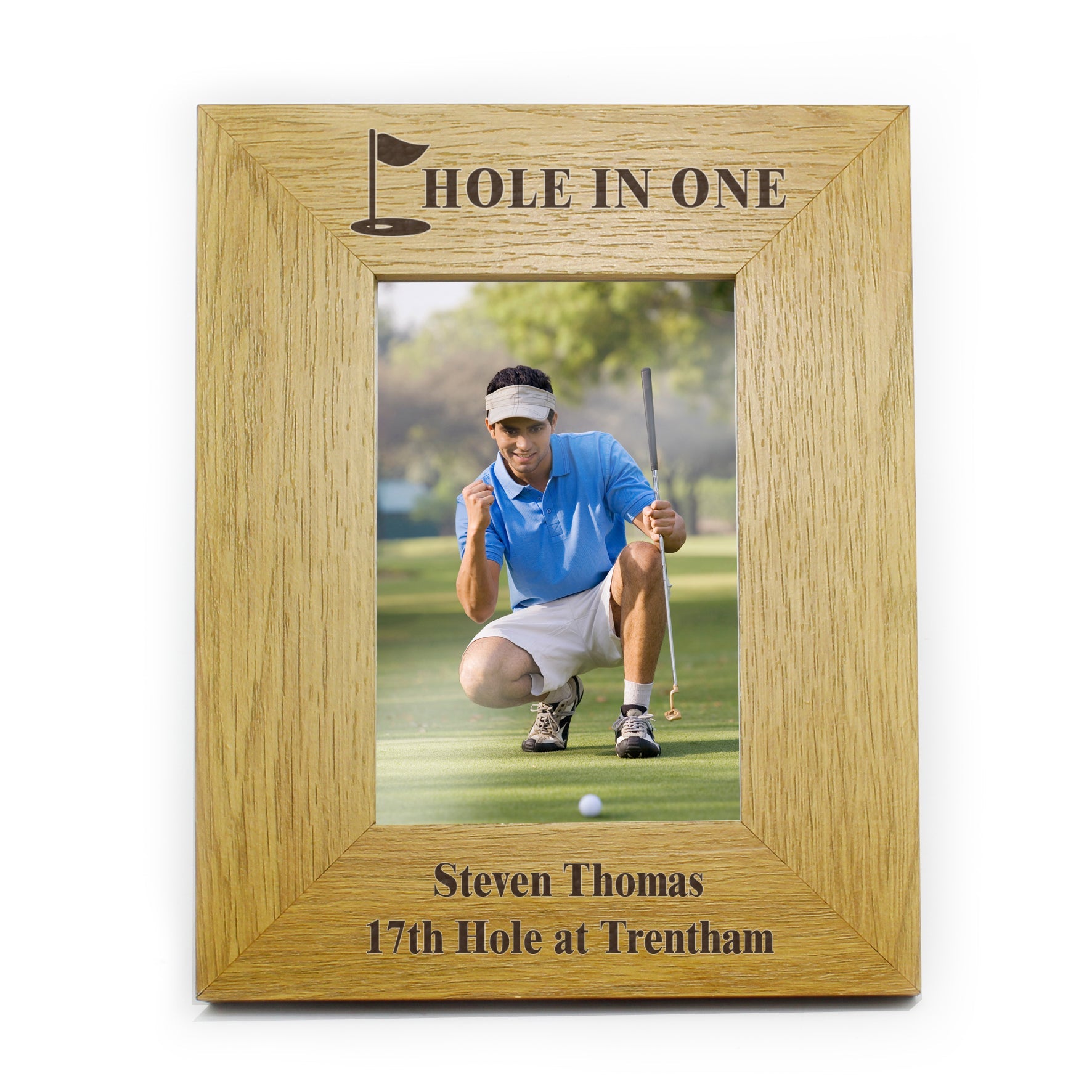 Personalised Oak Finish 6x4 Golf Photo Frame | Inspired Creative Gifts | UK Supplier