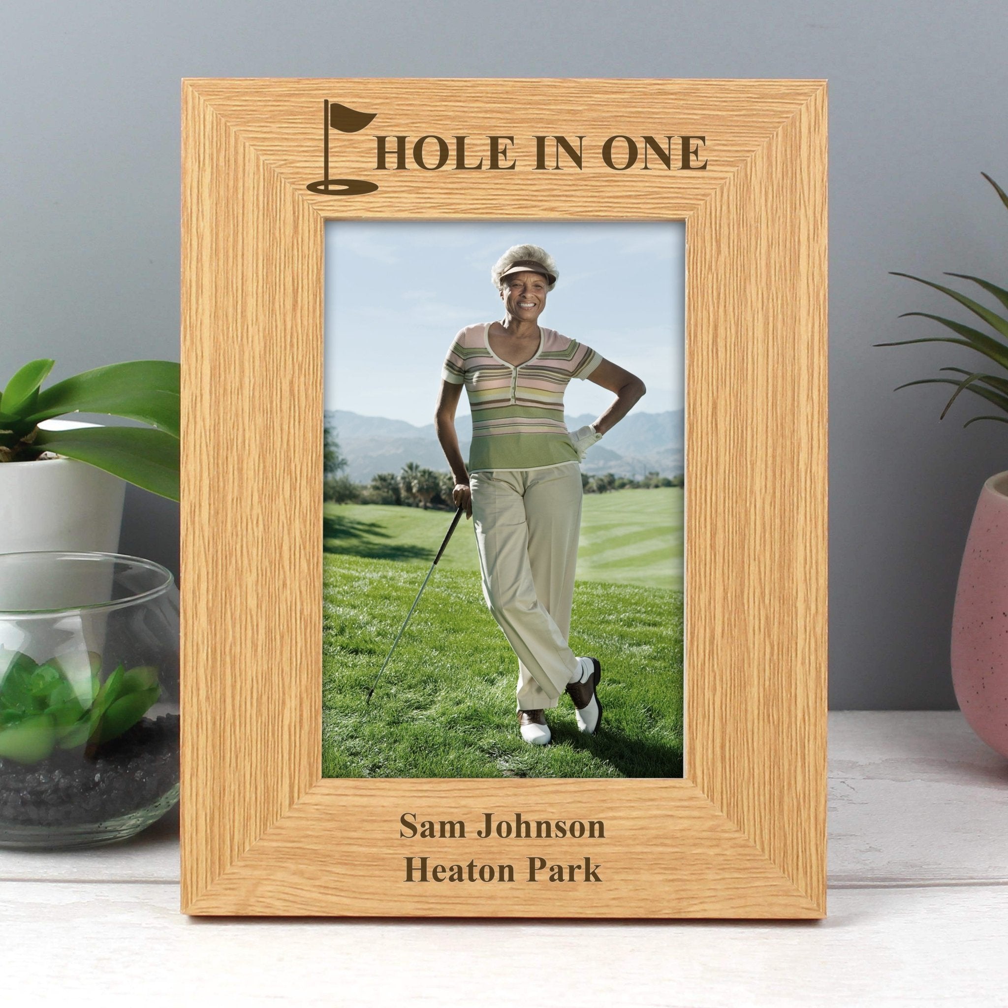 Personalised Oak Finish 6x4 Golf Photo Frame | Inspired Creative Gifts | UK Supplier