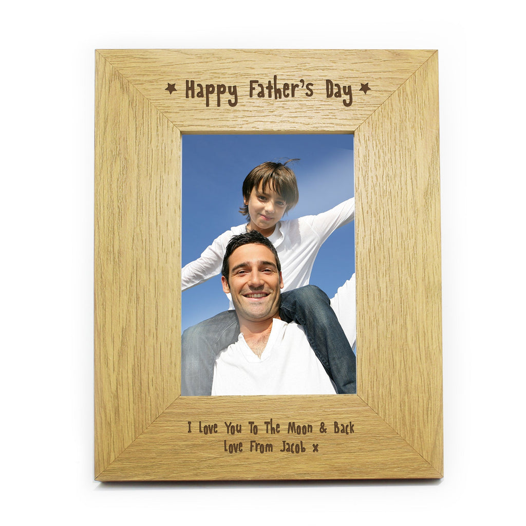 Personalised Oak Finish 6x4 Happy Fathers Day Photo Frame | Inspired Creative Gifts | UK Supplier