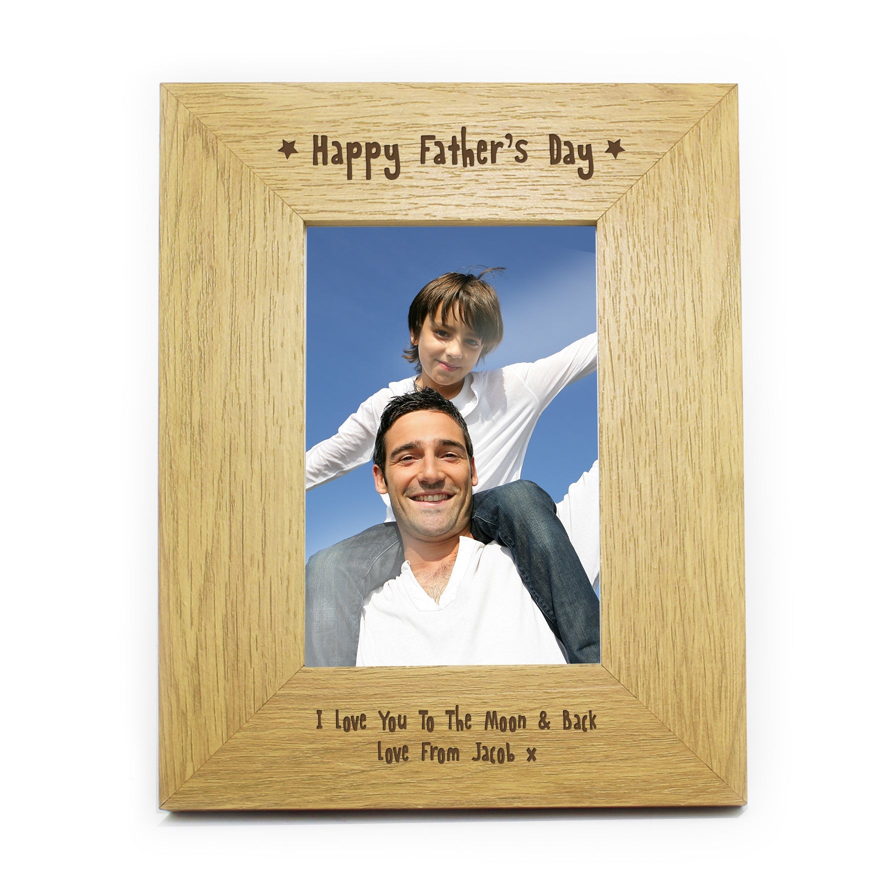 Personalised Oak Finish 6x4 Happy Fathers Day Photo Frame | Inspired Creative Gifts | UK Supplier