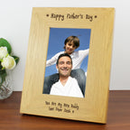 Personalised Oak Finish 6x4 Happy Fathers Day Photo Frame | Inspired Creative Gifts | UK Supplier
