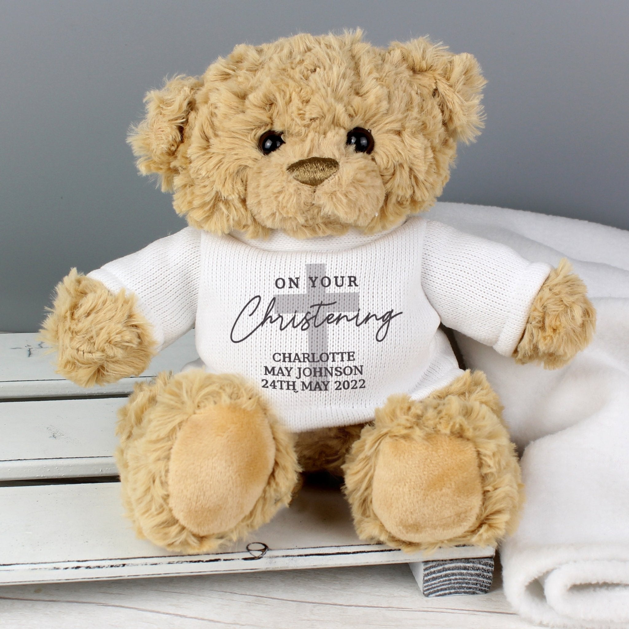 Personalised On Your Christening Teddy Bear | Inspired Creative Gifts | UK Supplier