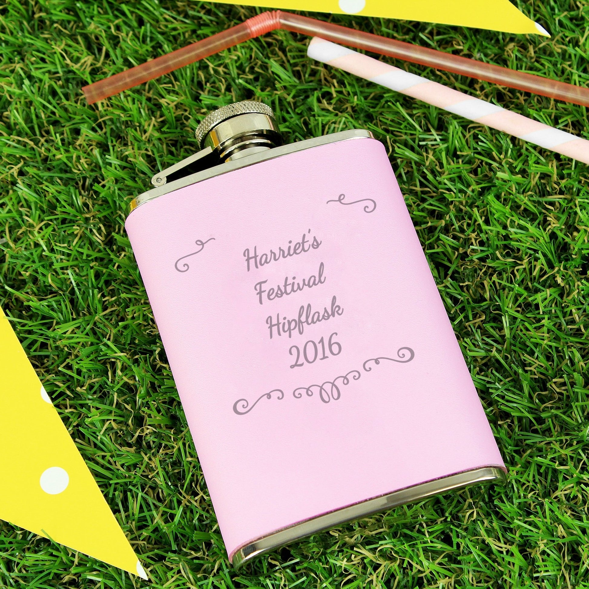 Personalised Ornate Pink Hip Flask | Inspired Creative Gifts | UK Supplier