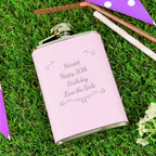 Personalised Ornate Pink Hip Flask | Inspired Creative Gifts | UK Supplier