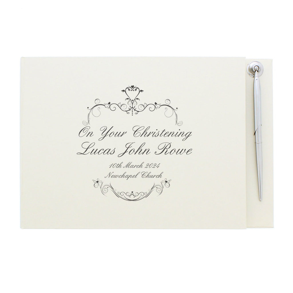 Personalised Ornate Swirl Hardback Guest Book & Pen | Inspired Creative Gifts | UK Supplier
