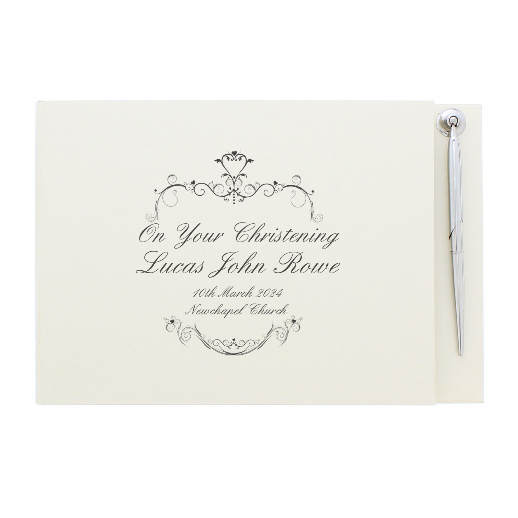 Personalised Ornate Swirl Hardback Guest Book & Pen | Inspired Creative Gifts | UK Supplier