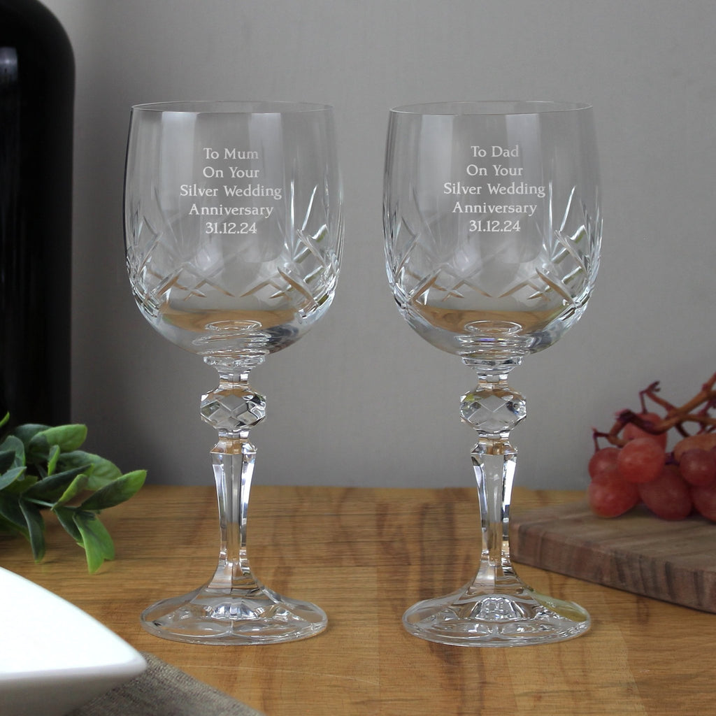 Personalised Pair of Crystal Wine Glasses | Inspired Creative Gifts | UK Supplier