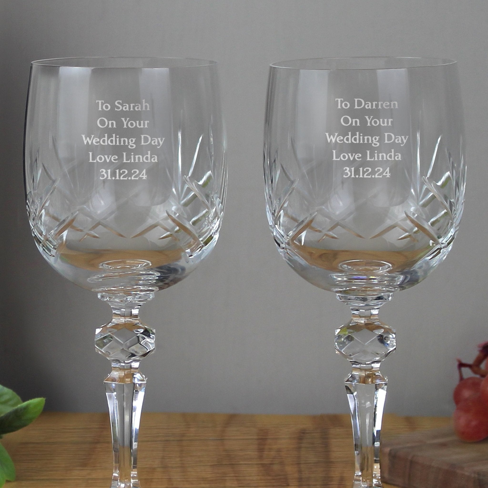 Personalised Pair of Crystal Wine Glasses | Inspired Creative Gifts | UK Supplier