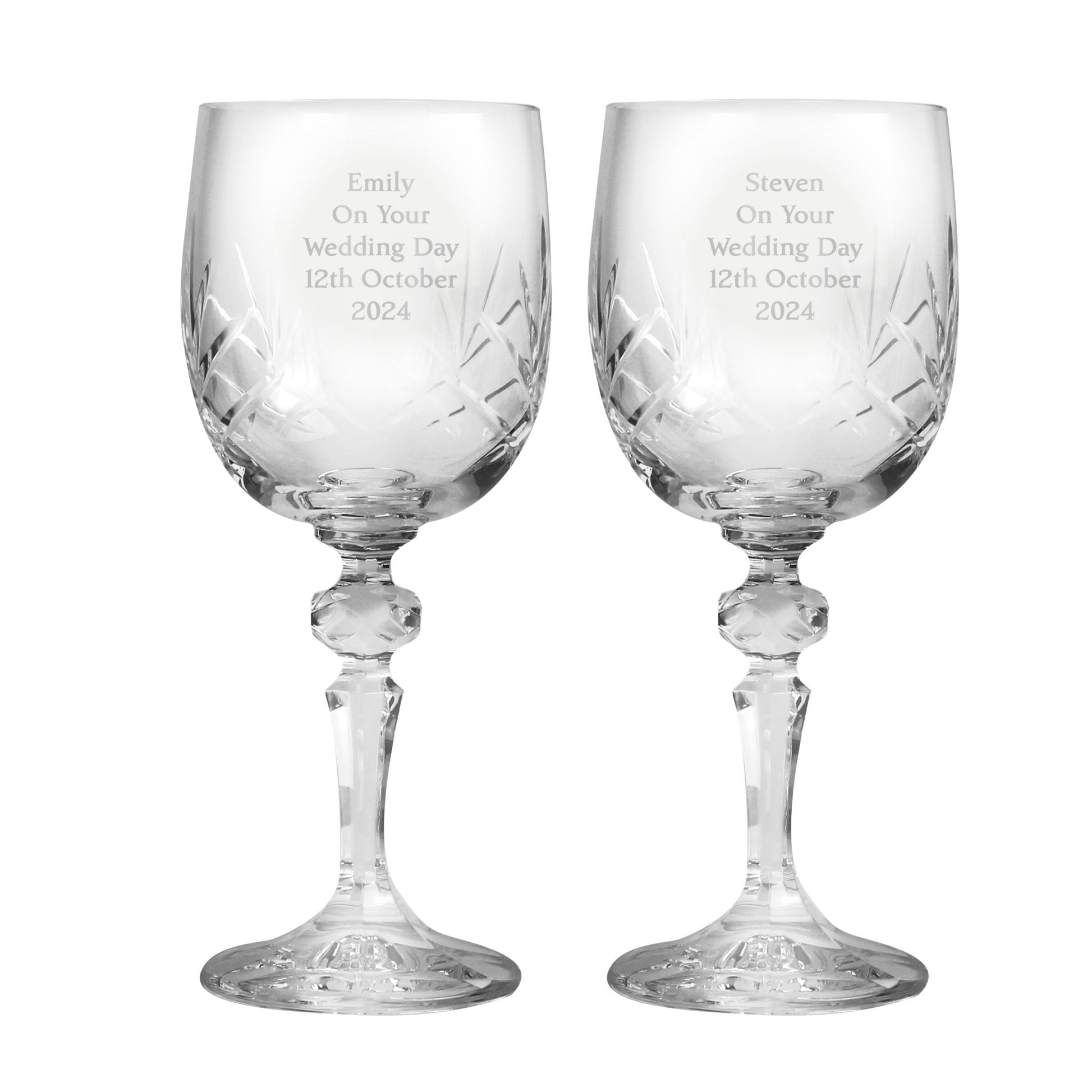 Personalised Pair of Crystal Wine Glasses | Inspired Creative Gifts | UK Supplier