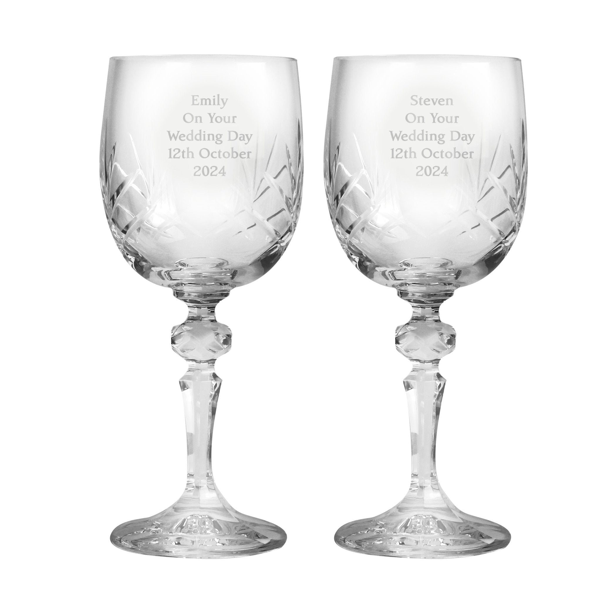 Personalised Pair of Crystal Wine Glasses | Inspired Creative Gifts | UK Supplier