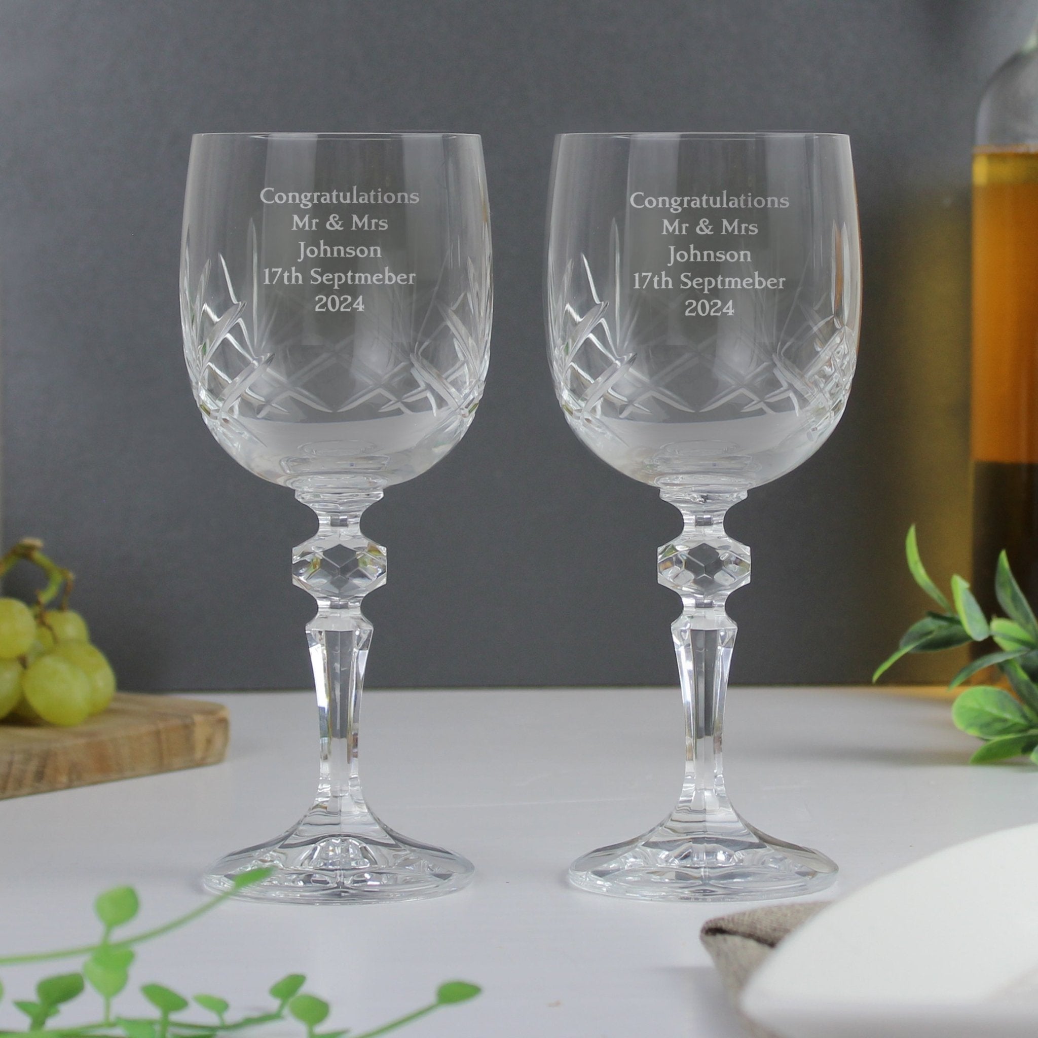 Personalised Pair of Crystal Wine Glasses | Inspired Creative Gifts | UK Supplier
