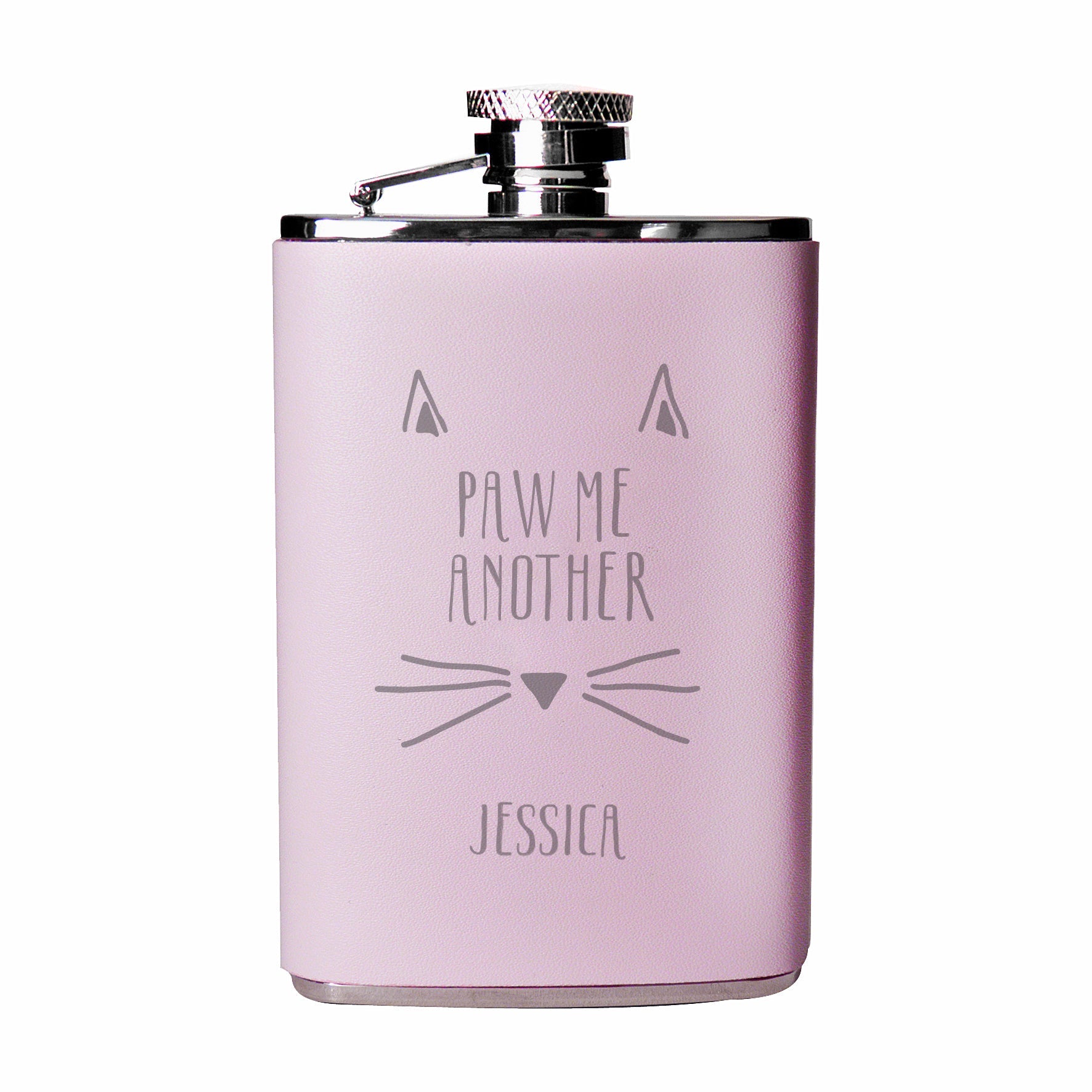 Personalised Paw Me Another Pink Hip Flask | Inspired Creative Gifts | UK Supplier