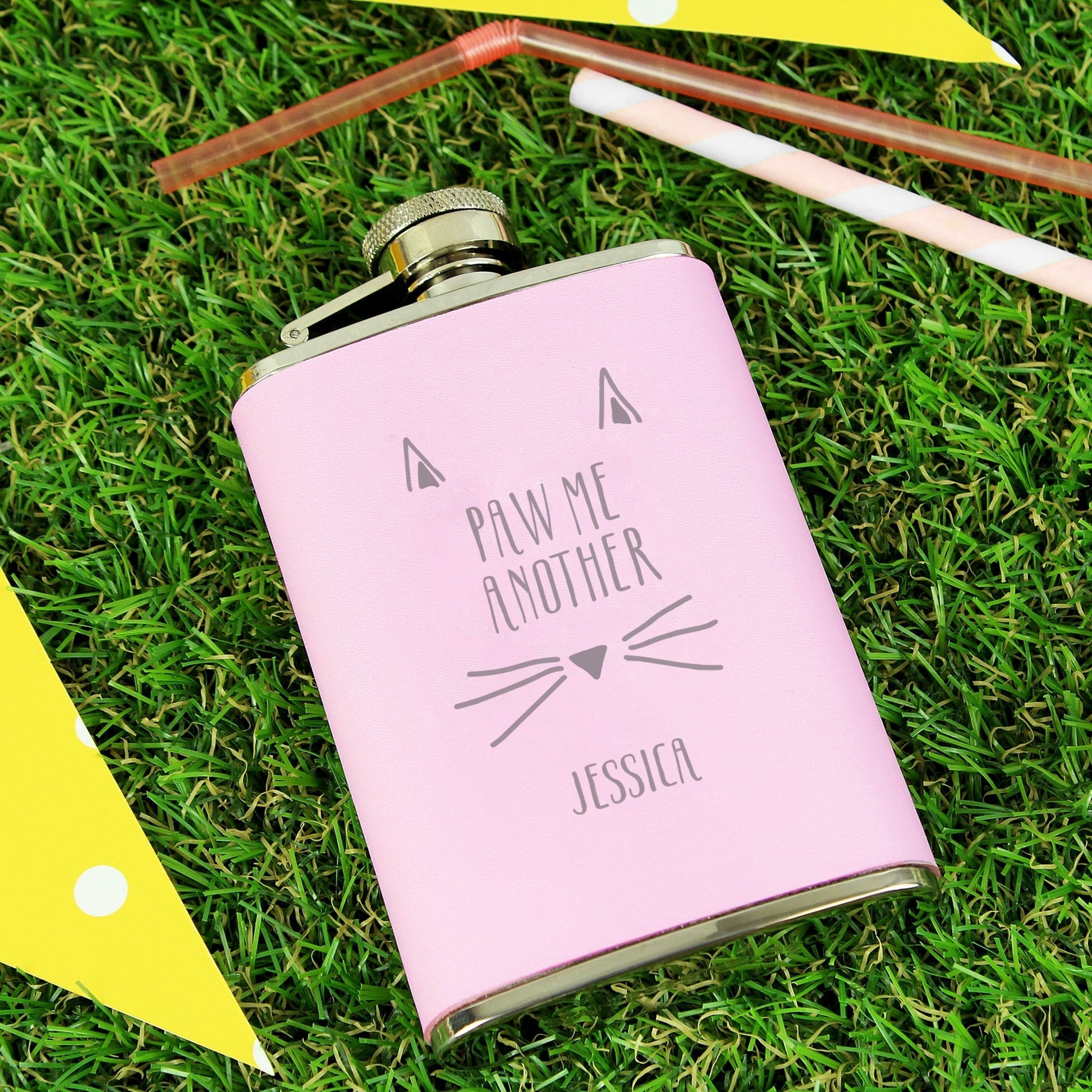 Personalised Paw Me Another Pink Hip Flask | Inspired Creative Gifts | UK Supplier