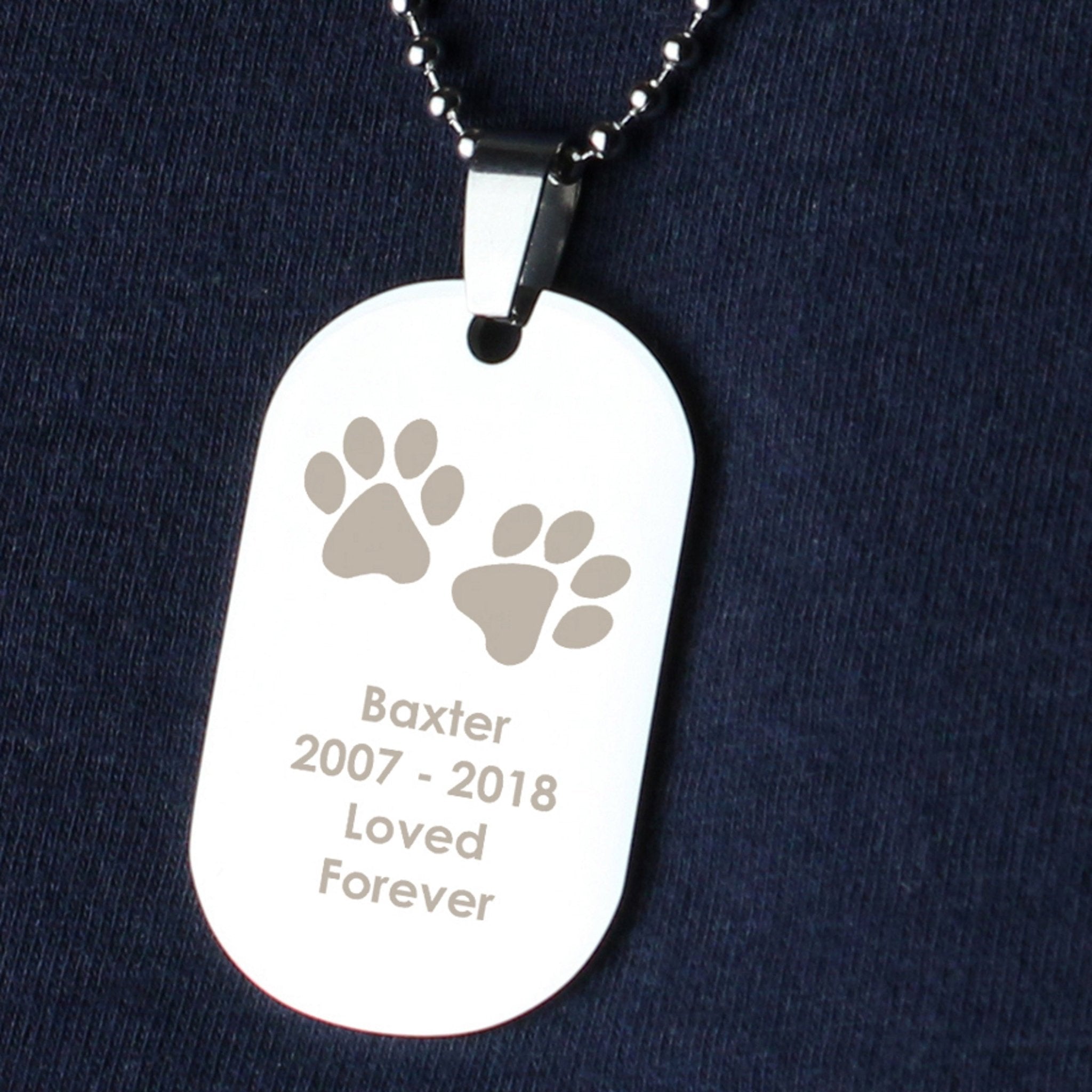 Personalised Paw Prints Stainless Steel Dog Tag Necklace | Inspired Creative Gifts | UK Supplier