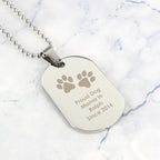 Personalised Paw Prints Stainless Steel Dog Tag Necklace | Inspired Creative Gifts | UK Supplier
