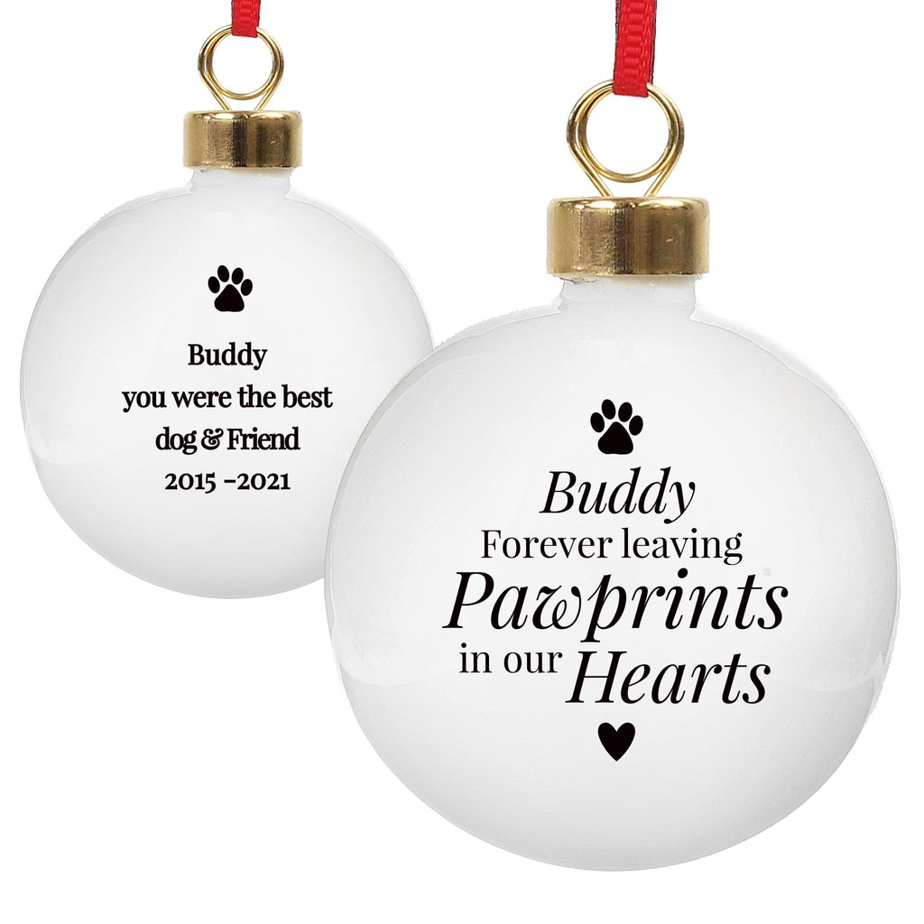 Personalised Pawprints Memorial Bauble | Inspired Creative Gifts | UK Supplier