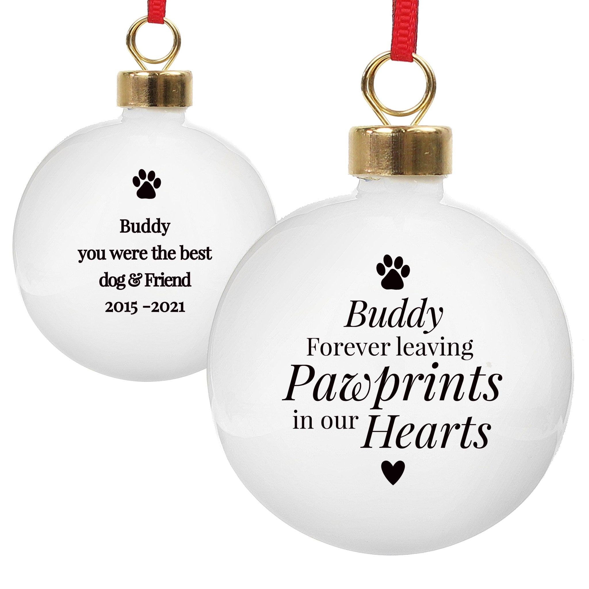 Personalised Pawprints Memorial Bauble | Inspired Creative Gifts | UK Supplier