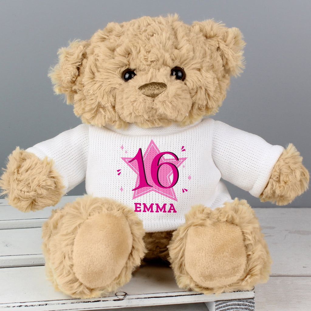 Personalised Pink Big Age Teddy Bear | Inspired Creative Gifts | UK Supplier