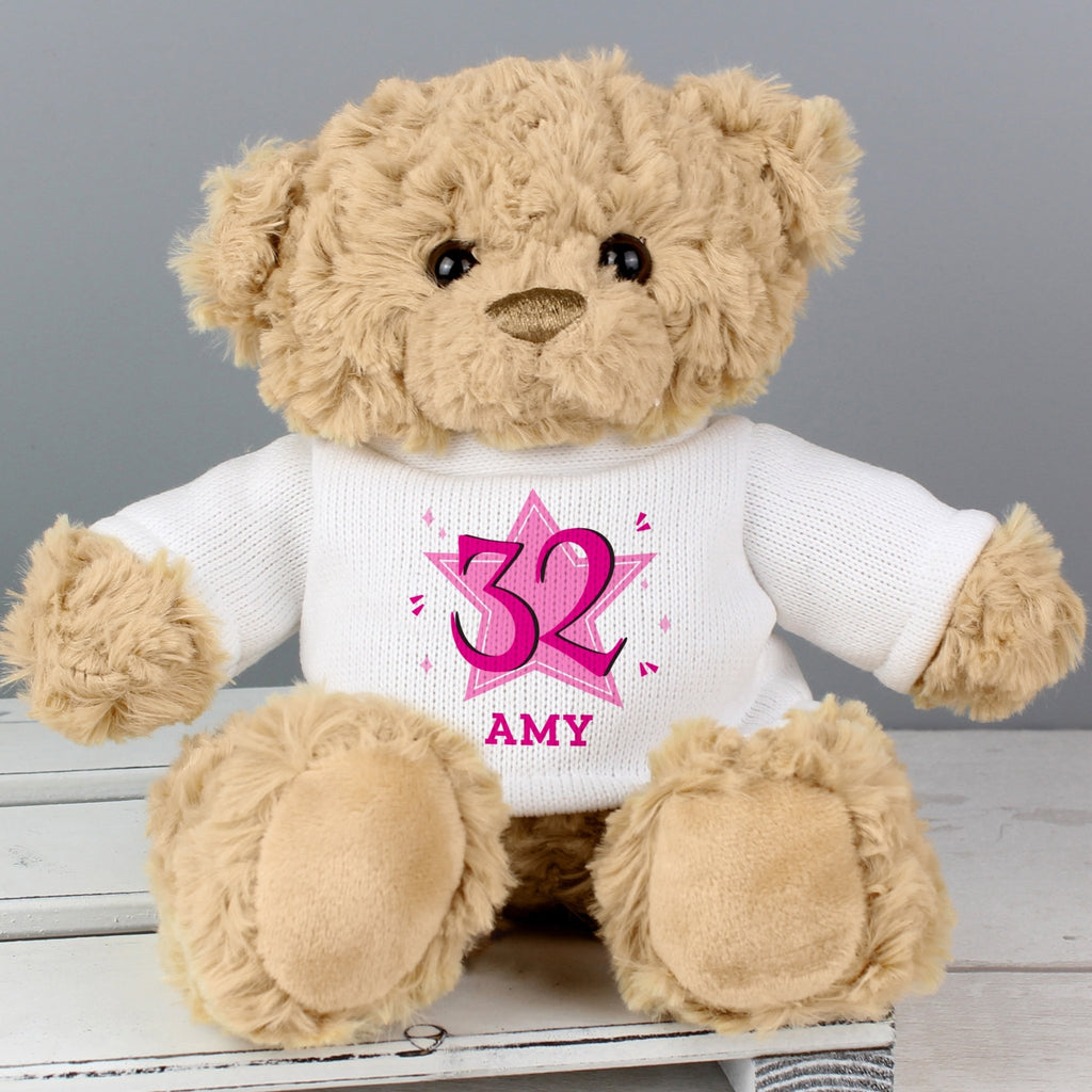 Personalised Pink Big Age Teddy Bear | Inspired Creative Gifts | UK Supplier