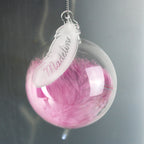 Personalised Pink Feather Glass Bauble | Inspired Creative Gifts