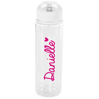 Personalised Pink Heart Name Only Water Bottle | Inspired Creative Gifts | UK Supplier