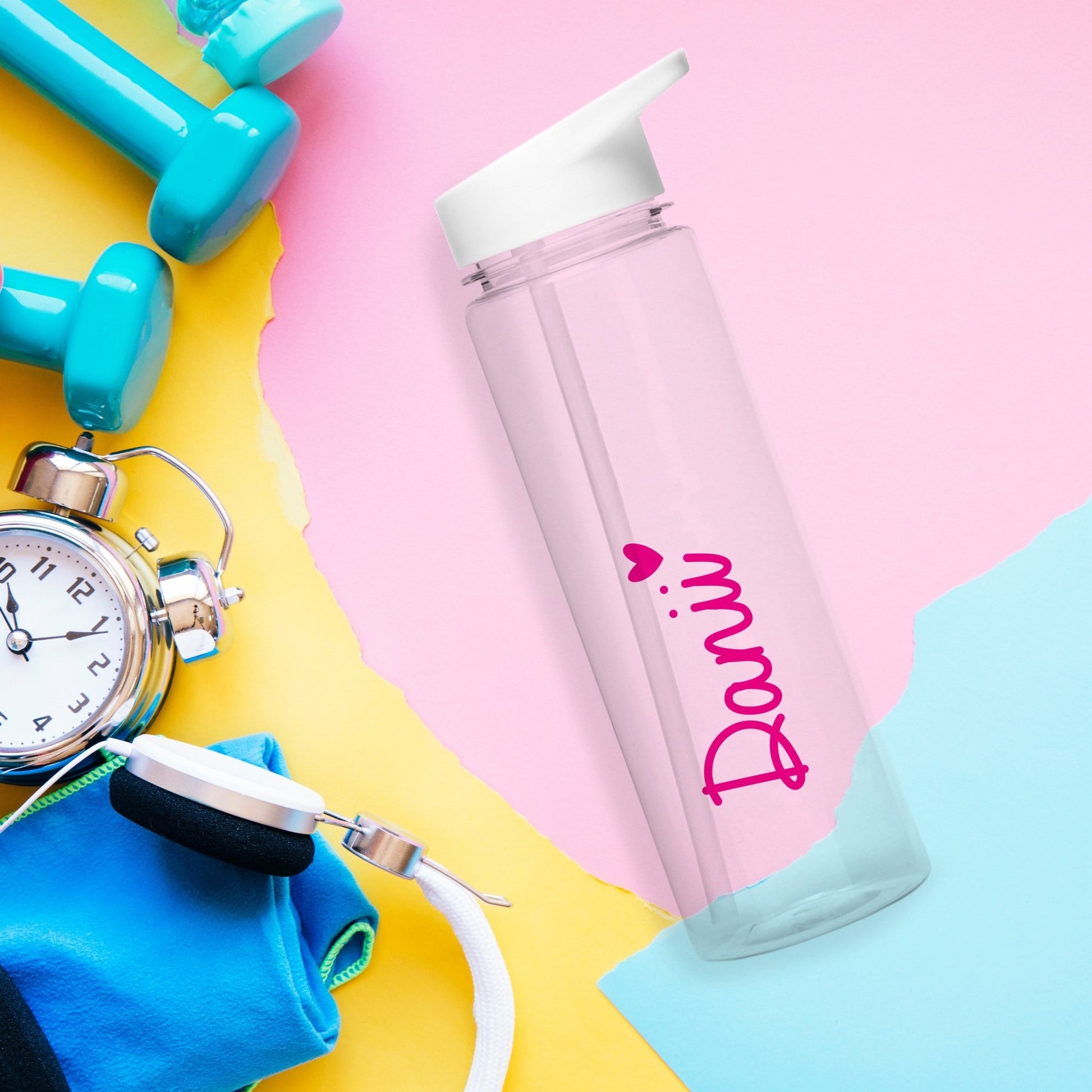 Personalised Pink Heart Name Only Water Bottle | Inspired Creative Gifts