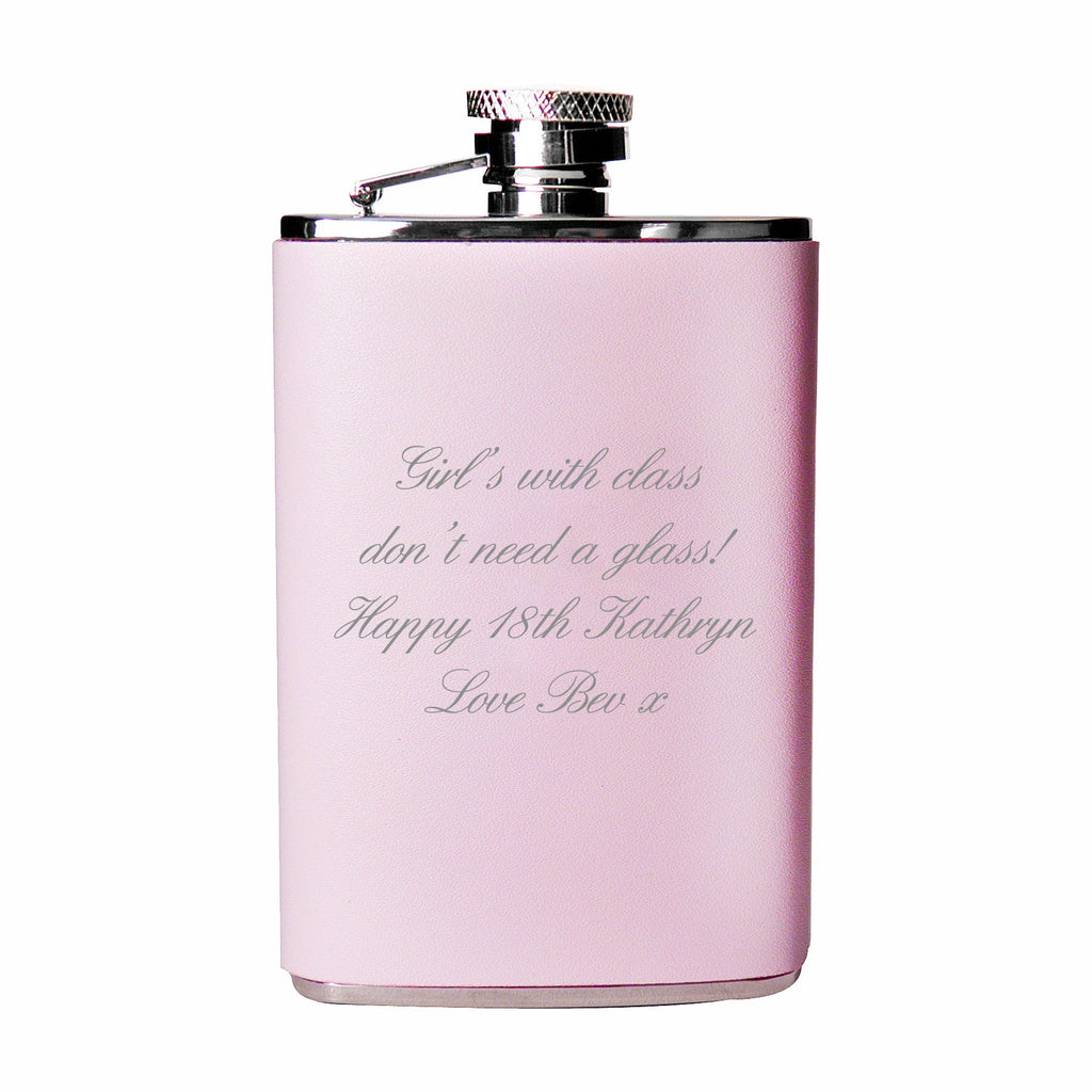Personalised Pink Hip Flask | Inspired Creative Gifts | UK Supplier